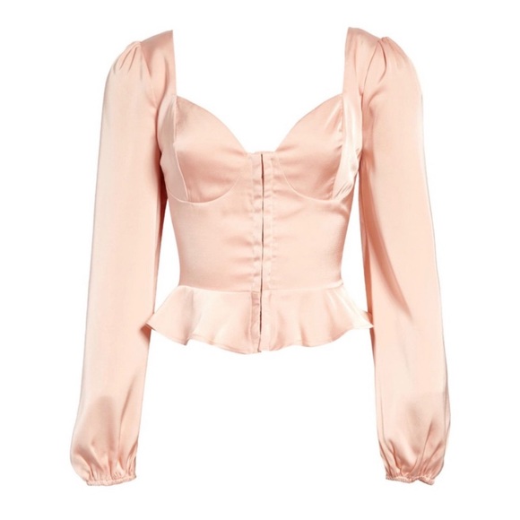 Astr Tops - ASTR The Label - Satin Peplum Top - Women’s Size S